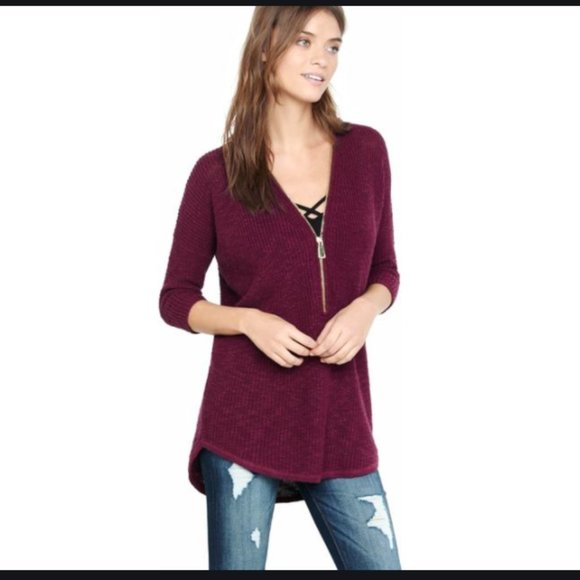 Zip Front Express London Tunic Sweater - Picture 6 of 7